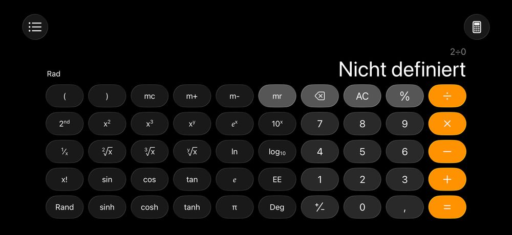 2/0 ergibt „nicht definiert“