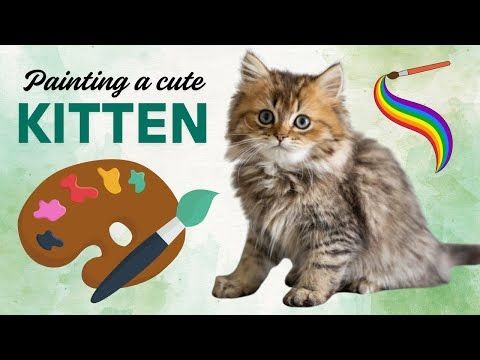 Watercolour painting a kitten