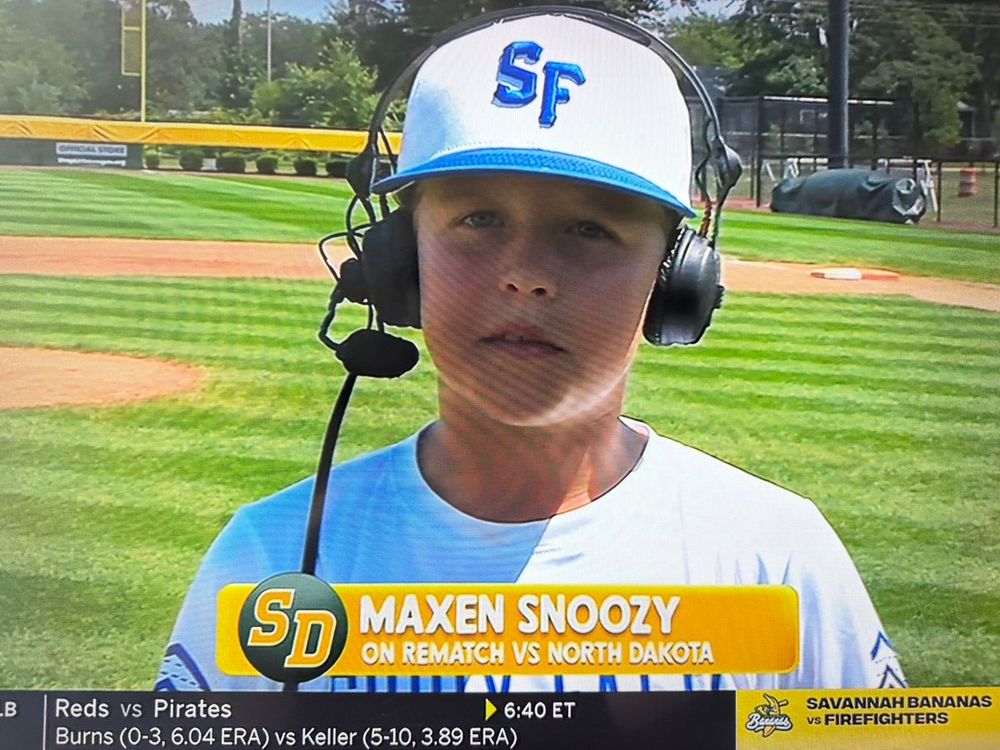 South Dakota Little Leaguer Maxen Snoozy being interviewed on TV 