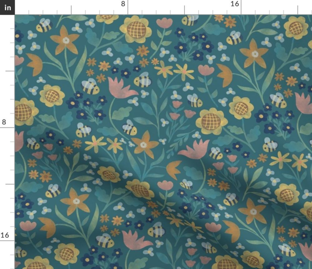 Buzzing garden - playful watercolor Fabric | Spoonflower