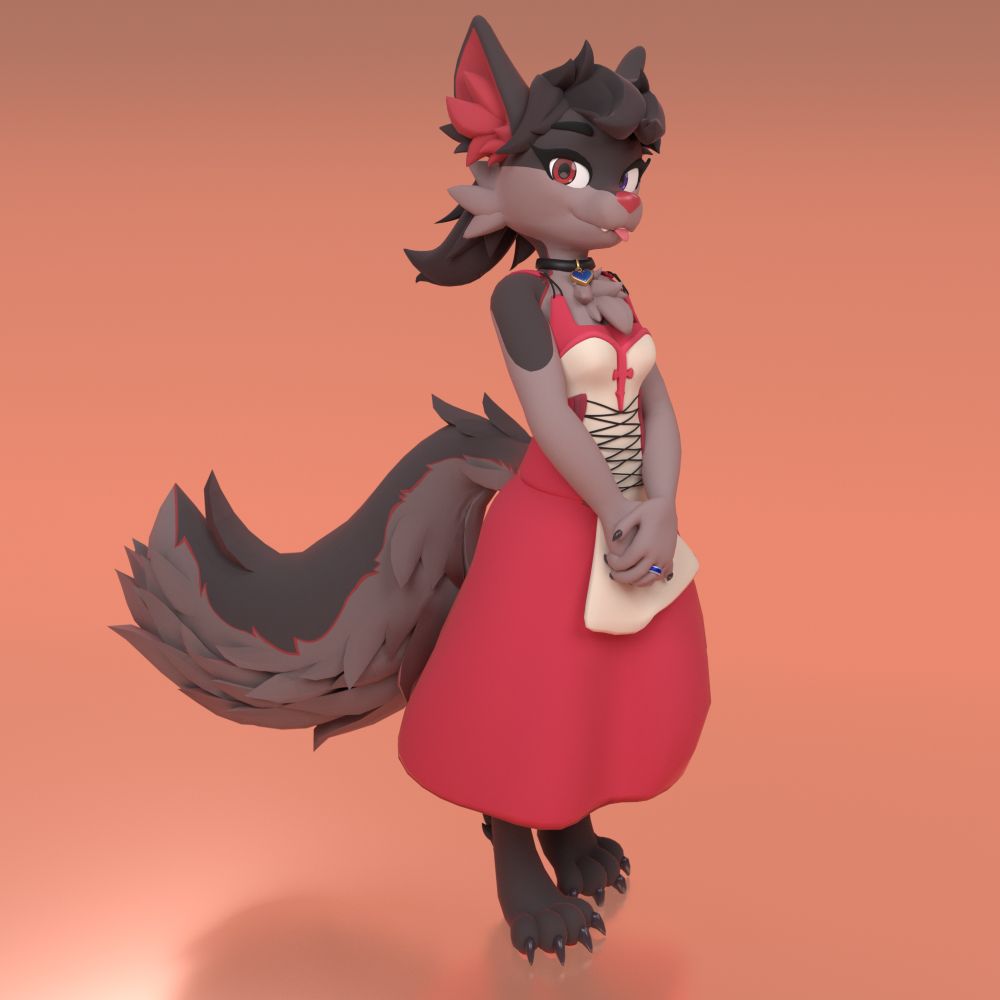 Sol Evernight vrchat avatar commision, rendered in blender
