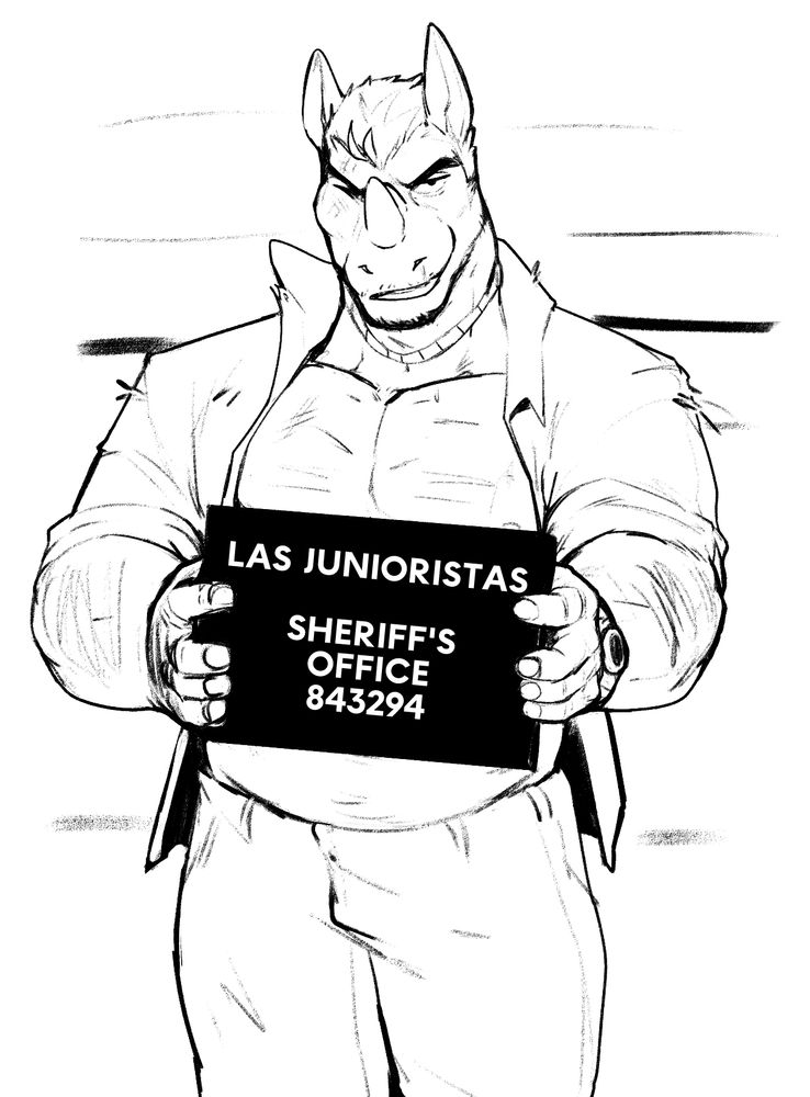 a mugshot of a rhino guy