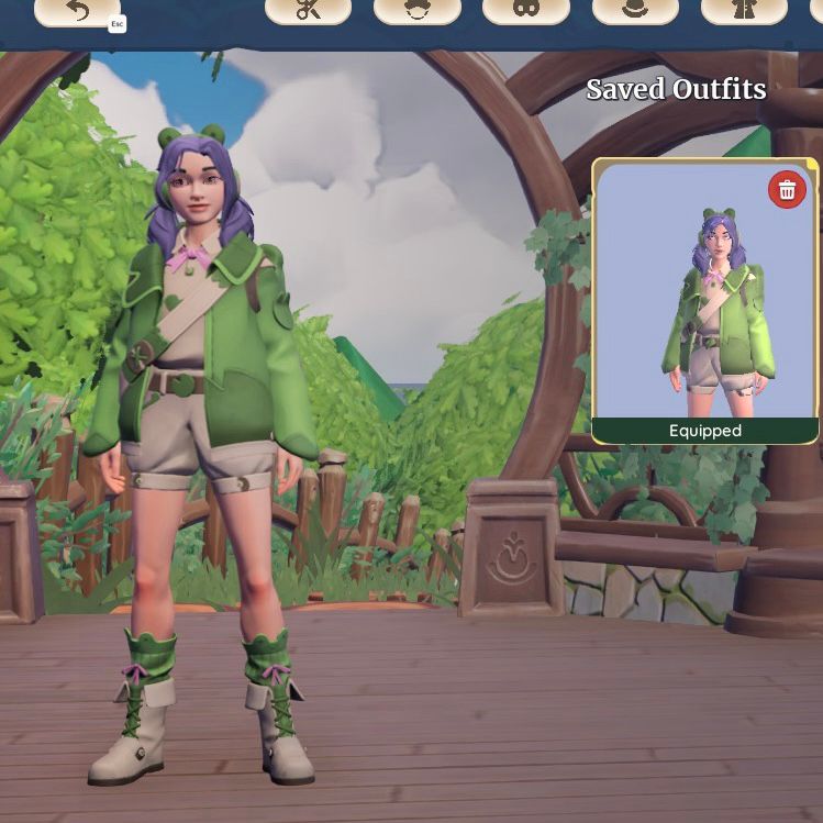 my palia character in the plushie pal - frog outfit 