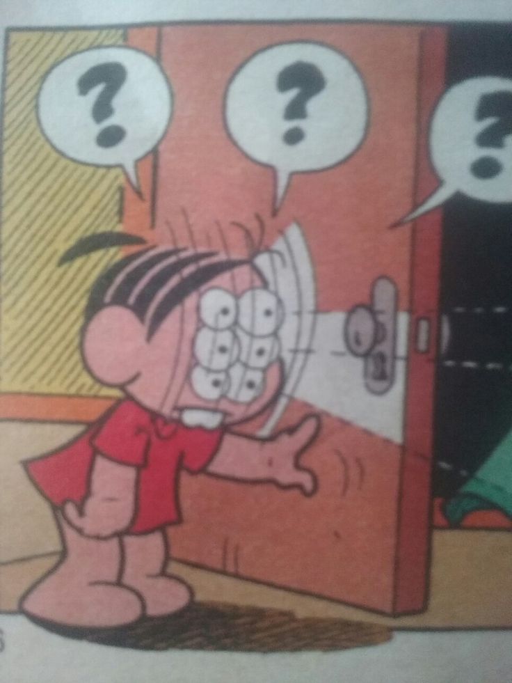 Personagem Mônica confusa olhando para cima e para baixo com vários balões de interrogações 