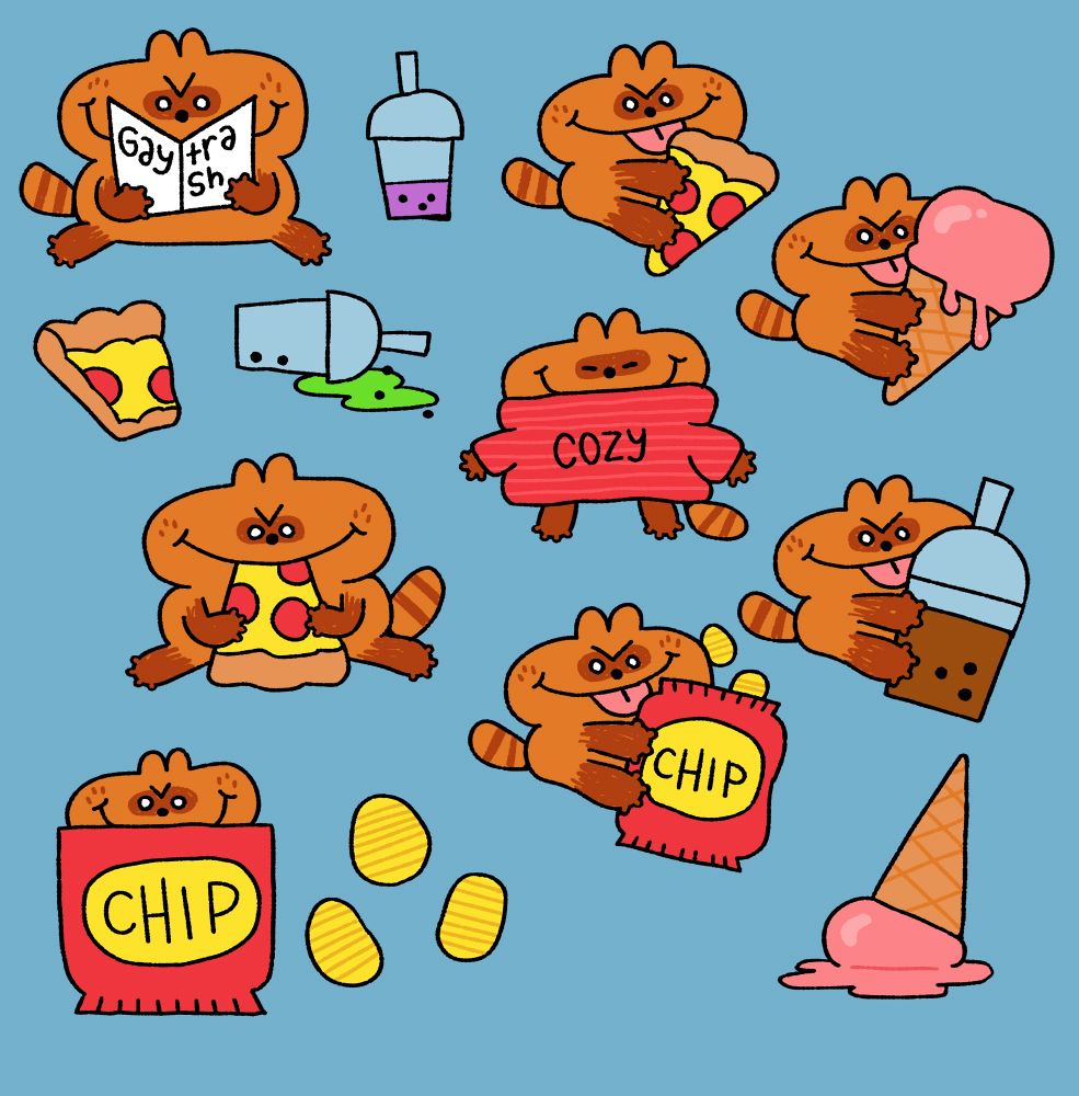 A bunch of raccoon doodles