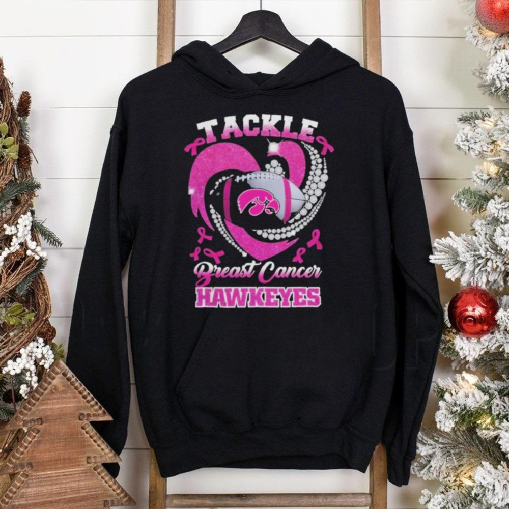 Tackle Breast Cancer Iowa Hawkeyes Diamond Heart Shirt, hoodie, sweater, long sleeve and tank top