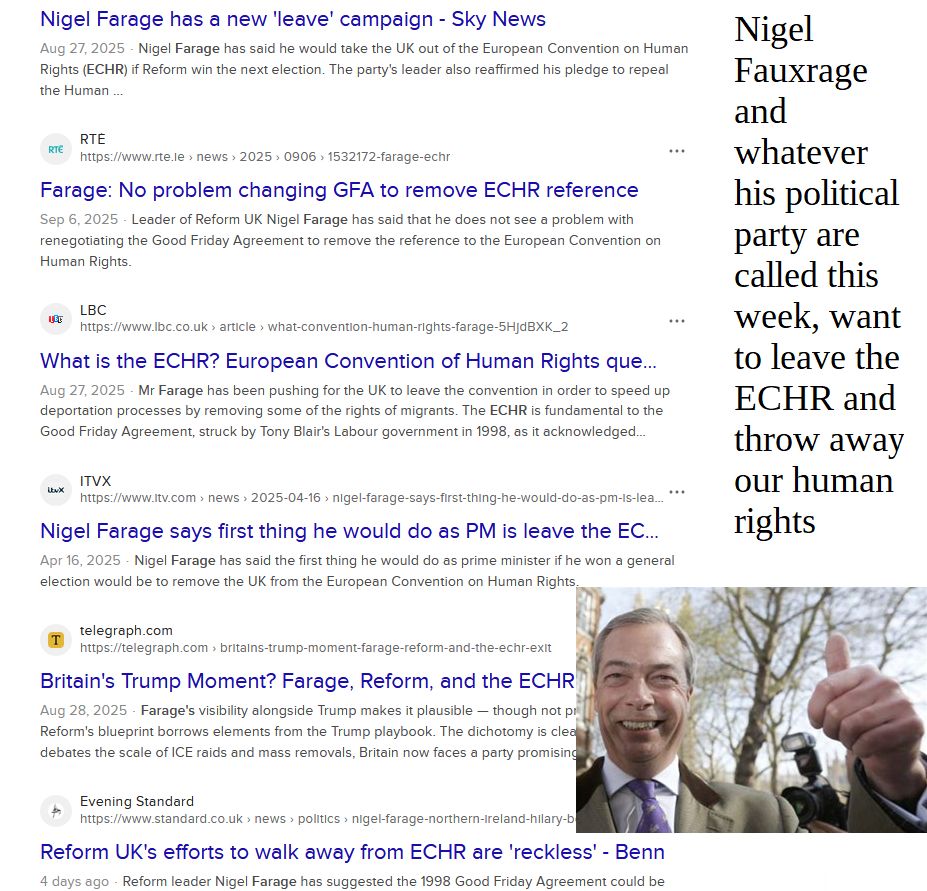 Nigel Fauxrage wants to leave the ECHR and throw away our human rights
