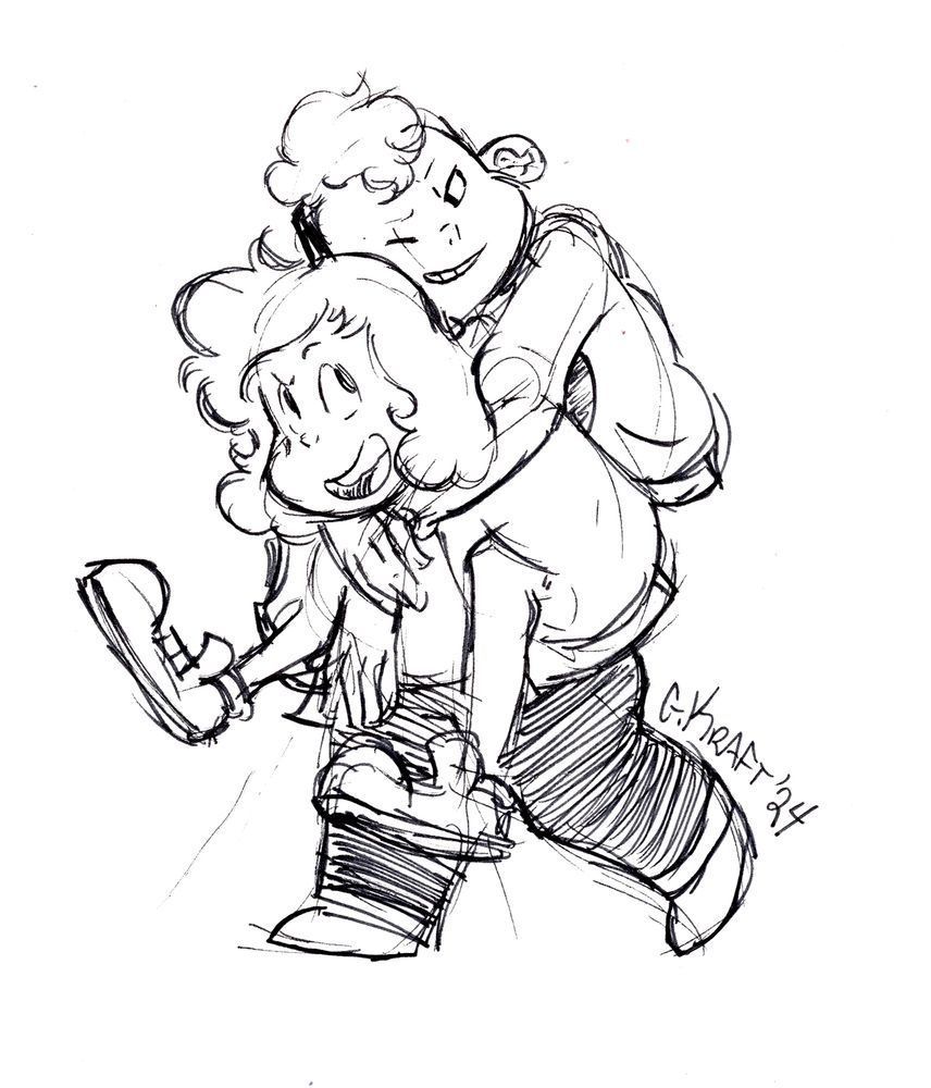 Gift art by Gracekraft of Sadie giving Lars a piggyback ride