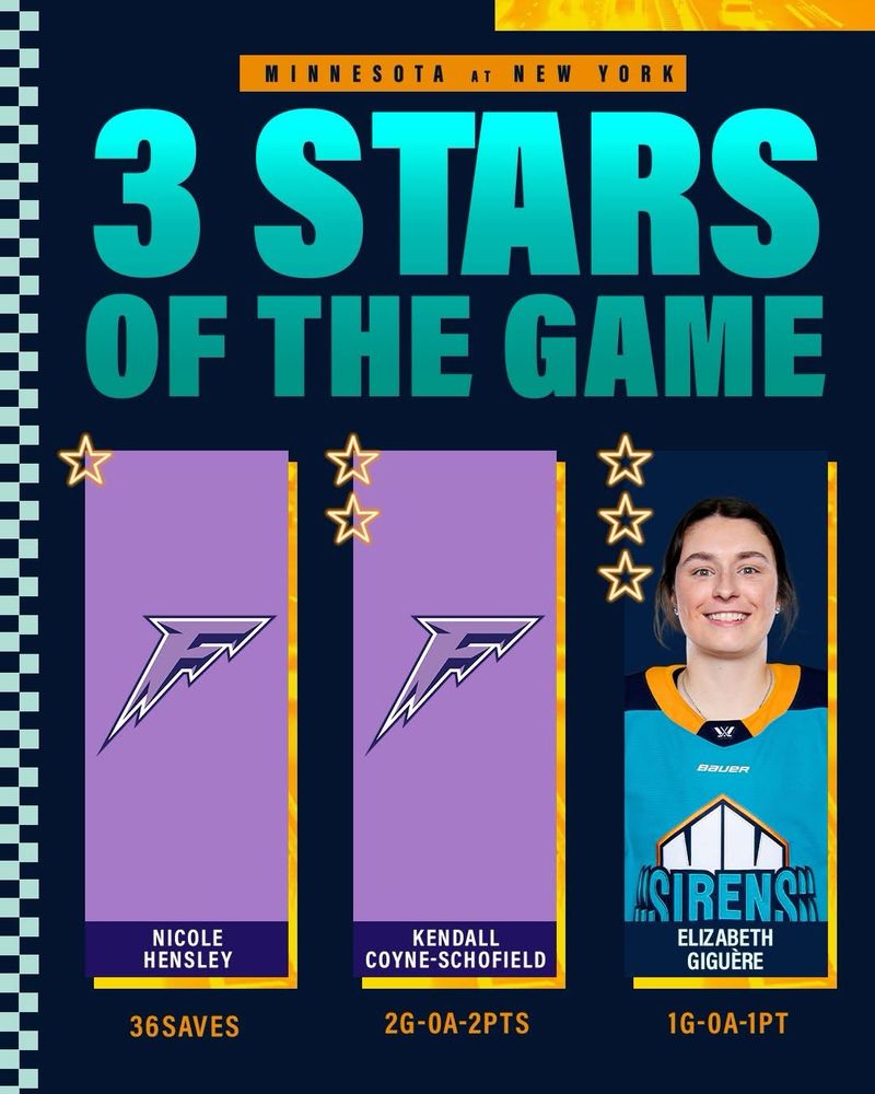 Minnesota vs New York three stars of the game graphic 