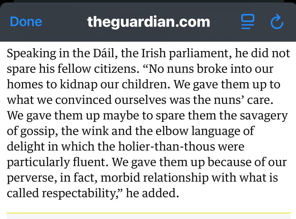 "We gave [up infants and their mothers]  maybe to spare them the savagery of gossip...