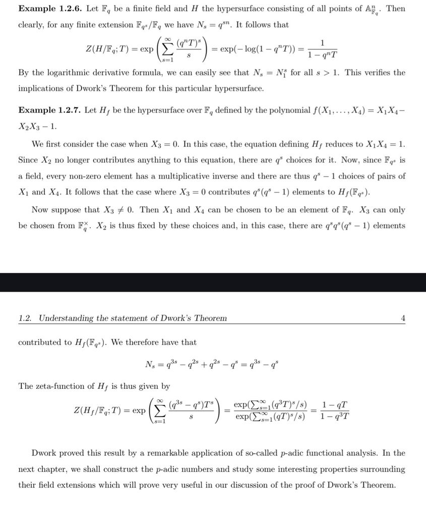 Screenshot of two examples related to Dwork's Theorem 