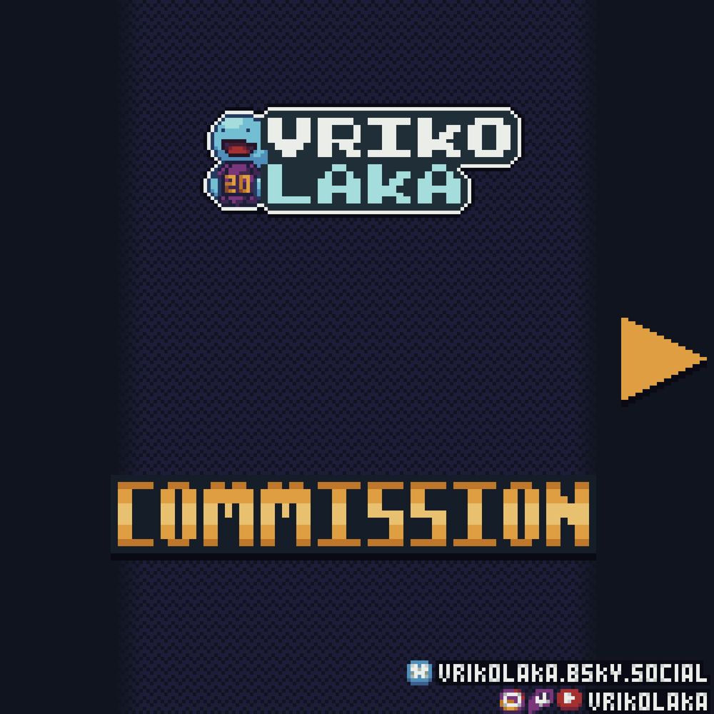 Tabela de Comms de VrikoLaka, onde Vriko tenta vender sua arte na praia da internet (é que a gente surfa/navega a internet né? NÉ? ...tá, próximo slide...)