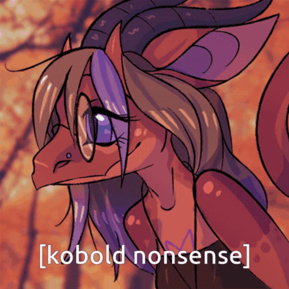 a drawing of a dragon with glasses and the words kobold nonsense below it