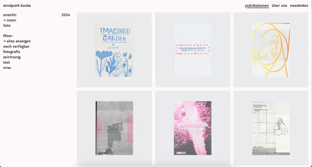 a screenshot of the website windparkbooks.de