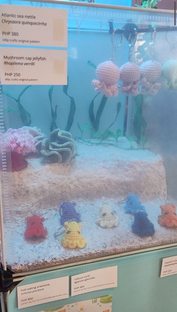 aquarium diorama with corals, sea anemone, flapjack octopus, and mushroom cap jellyfish