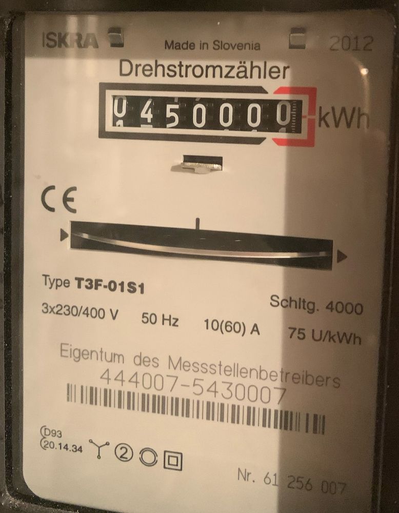 Stromzähler ist auf 45.000,0 umgesprungen 