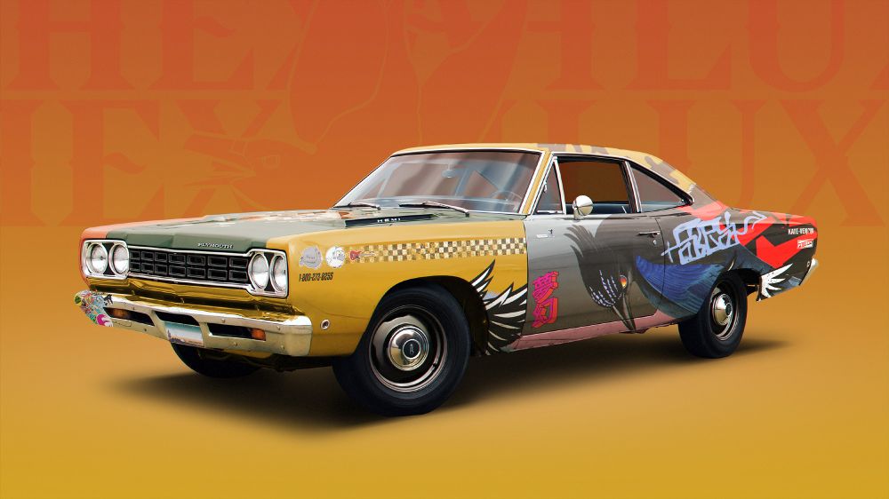 Summary for 2024, moodboard for 2025. Featuring a 1968 Plymouth Roadunner in mismatched panels and decals.