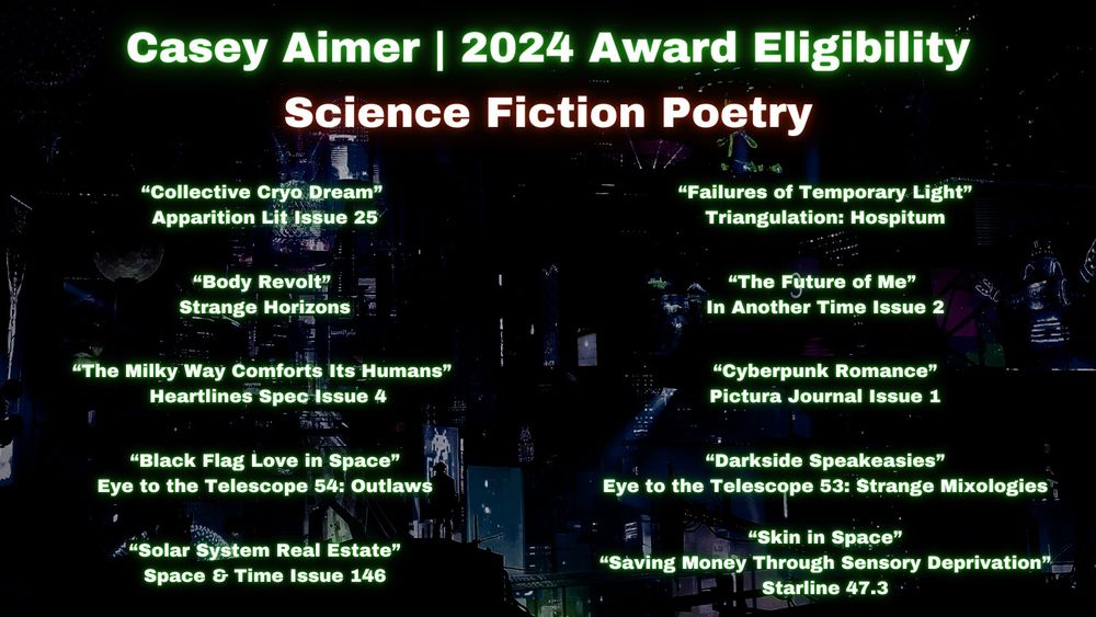 Casey Aimer's award eligibility for 2024