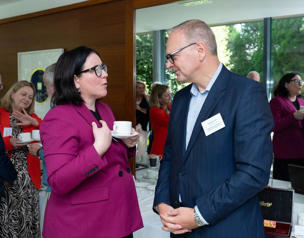 Photograph of Hilary Reilly (Joint Secretary at the North South Ministerial Council Joint Secretariat) and Roger Wilson (Chief Executive at Armagh City, Banbridge and Craigavon Borough Council).