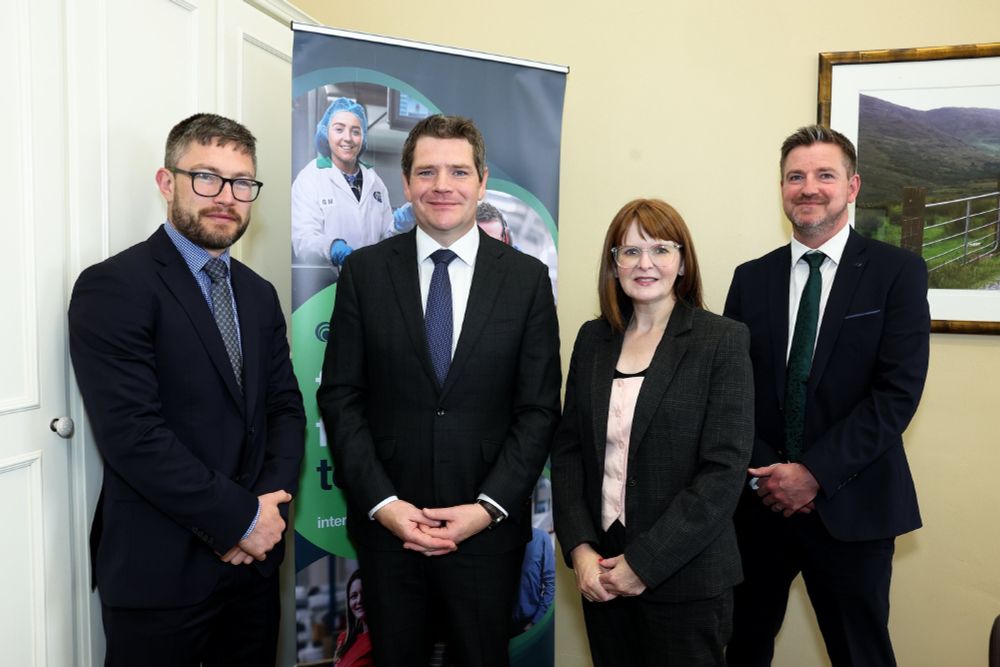 Gearóid O'Sullivan (Head of Tax, Chartered Accountants Ireland), Peter Burke TD (Minister for Enterprise, Tourism and Employment), Dr Caoimhe Archibald MLA (Minister for the Economy) and Colin McCabrey (Director of Trade, InterTradeIreland).