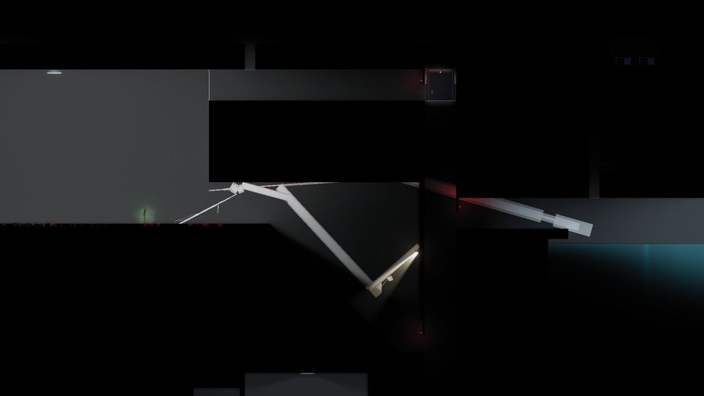 Image of game play of people playground, a wide shot of a human that has phased through the walls of the map with abnormally large limbs.