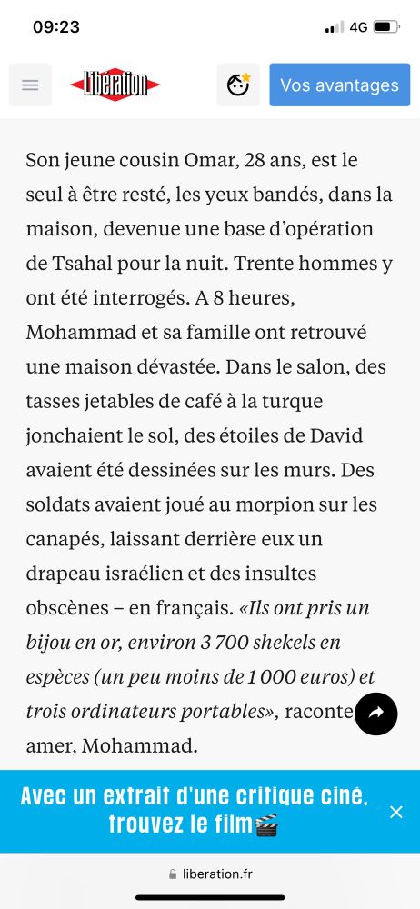 Des tasses jetables de café jonchaient le sol, des étoiles de David avaient été dessinées sur les murs. Des soldats avaient joué au morpion sur les canapés, laissant derrière eux un drapeau israélien et des insultes obscènes – en français. 