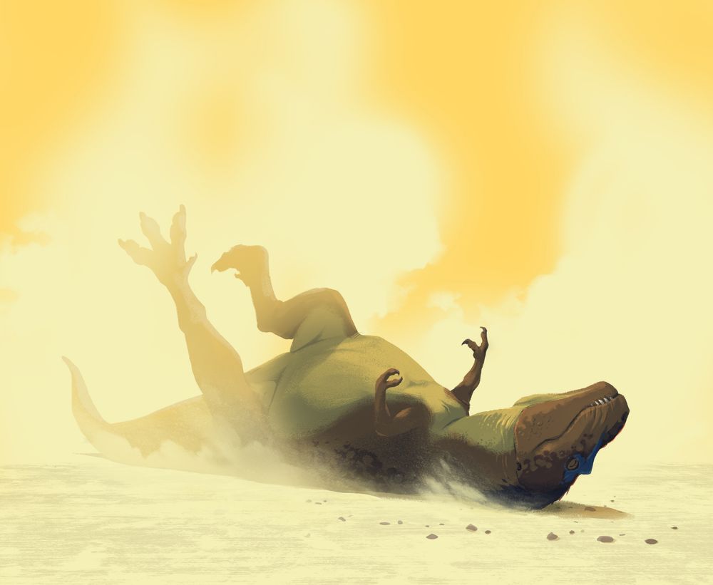 A theropod taking a dust bath.