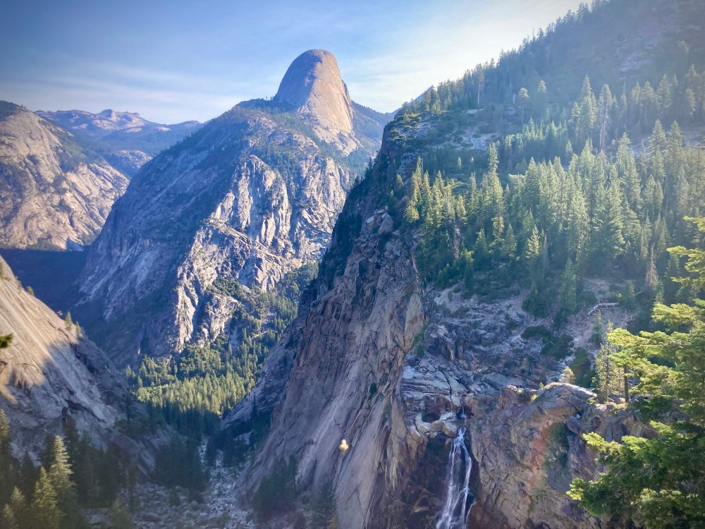 A photo taken from up high of Yosemite valley 