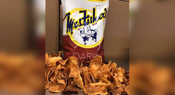 bag of mrs fisher’s dark chips and a bunch of brown potato chips