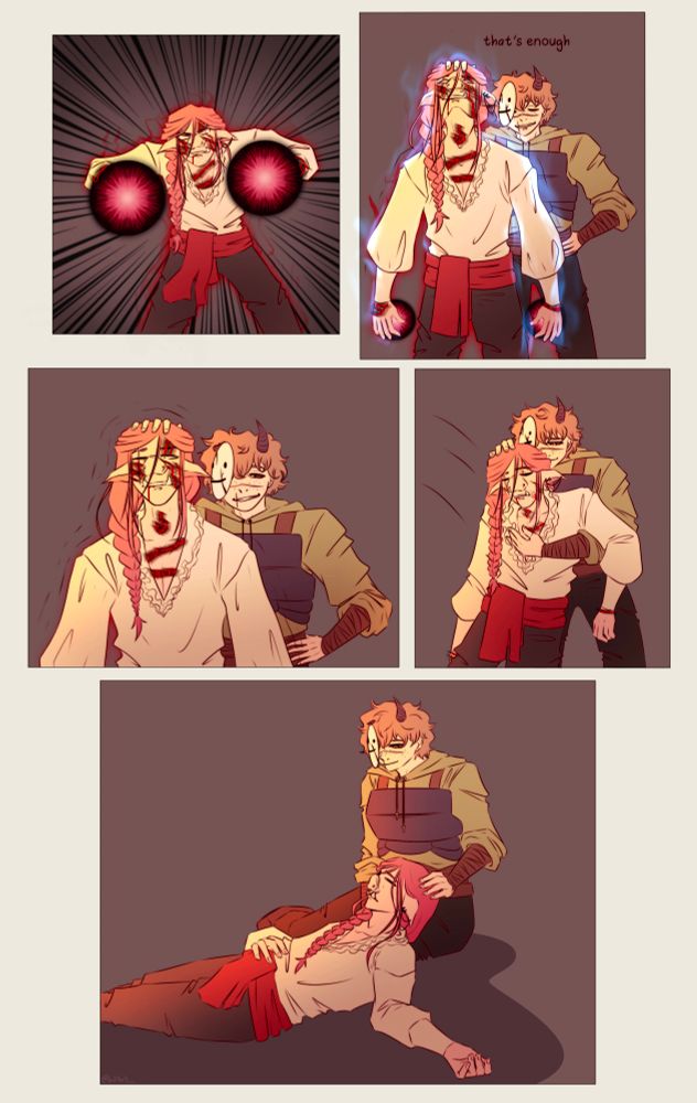 dream stopping techno’s corruption form and holding him after he passes out 