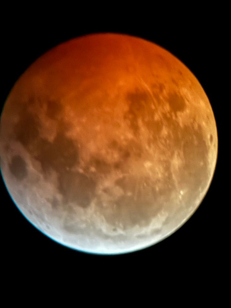 Our regular moon and definitely not Ruidus as viewed through a telescope during a lunar eclipse. 