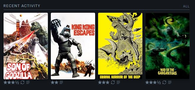 Letterboxd recent activity: Son of Godzilla; King Kong Escapes; Ebirah, Horror of the Deep; War of the Gargantuas