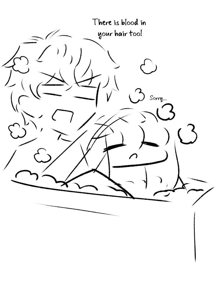 Gilgamesh giving Florina a bath