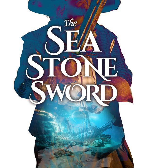 The cover of The Sea-Stone Sword by Joel Cornah. Art by Jay Johnstone.

Image is an outline of a pirate through which we can see a ship.