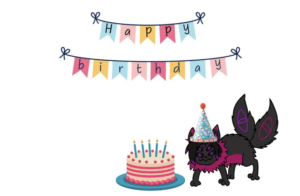 A png of Lucid next to a birthday cake in a white void