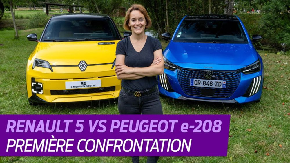 RENAULT 5 vs PEUGEOT e-208 (2024) : le 1er MATCH des citadines électriques stars