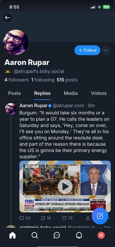 A post from a fake Aaron Rupar account