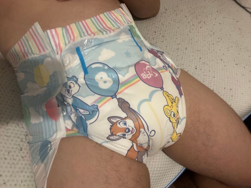 Photo of me wearing an ABU TinyTails diaper (front view)