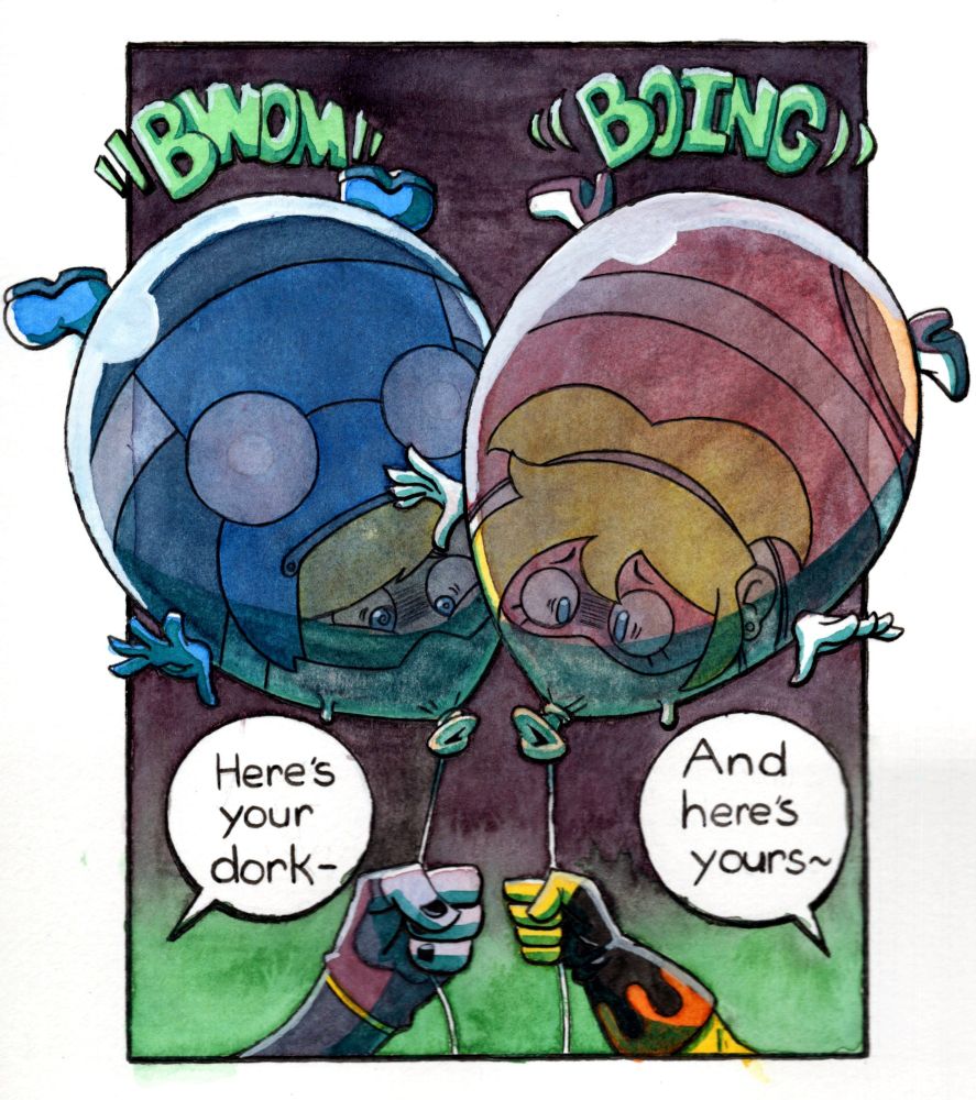 Pomal and Plastelle find themselves in a bit of a bind as their villainous rivals have turned both into balloons and trading them off! How will our heros escape this situation, idk lol