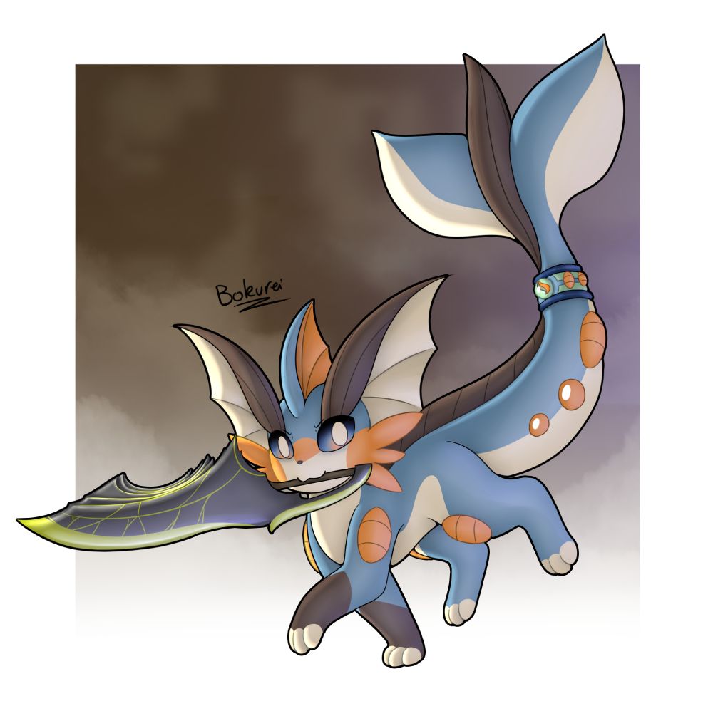 Going wilds with Skipper! This is a birthday gift to Skipper (c4pt33n_m4gg0t), as we've been playing Monster Hunter together a lot lately :>

This is their mudfeesh, which is a fusion of Vaporeon and Swampert.