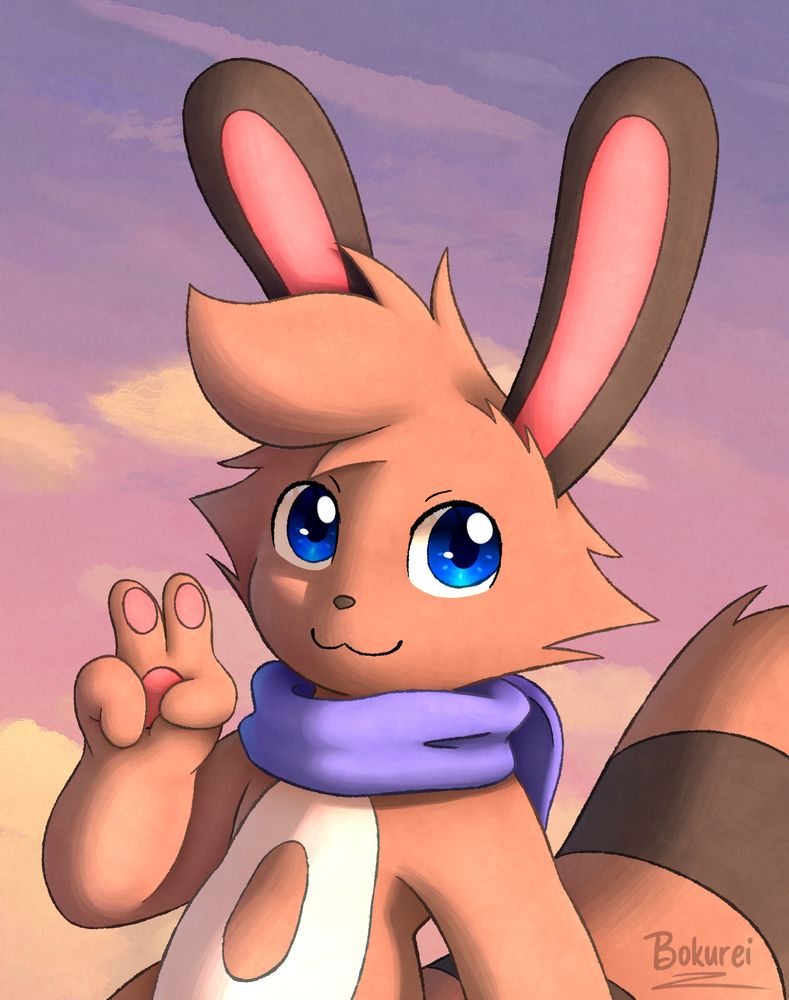 An old drawing of mine with the Sentret sona using a peace sign looking at the viewer. This was drawn 26th August 2023