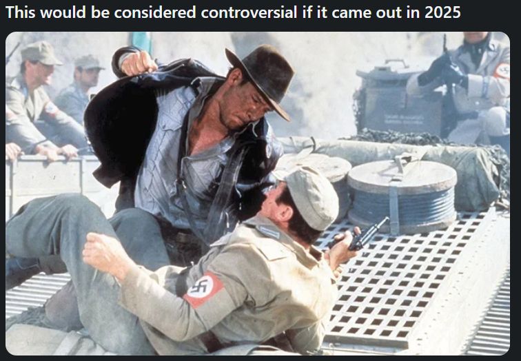Indiana Jones beating up a Nazi