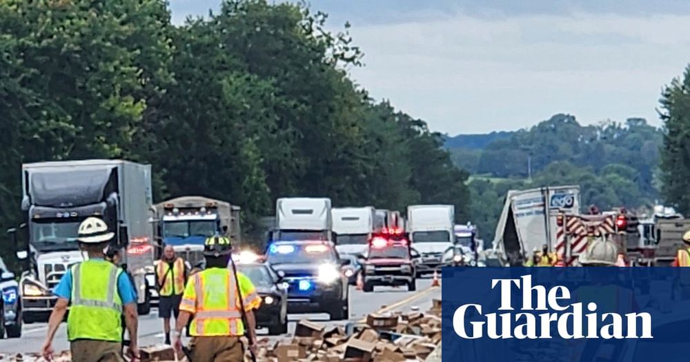 Crews worked to clean up strewn links which led to morning traffic being snagged in chain reaction