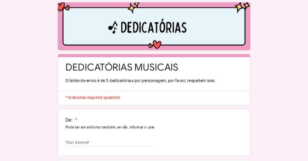 DEDICATÓRIAS MUSICAIS