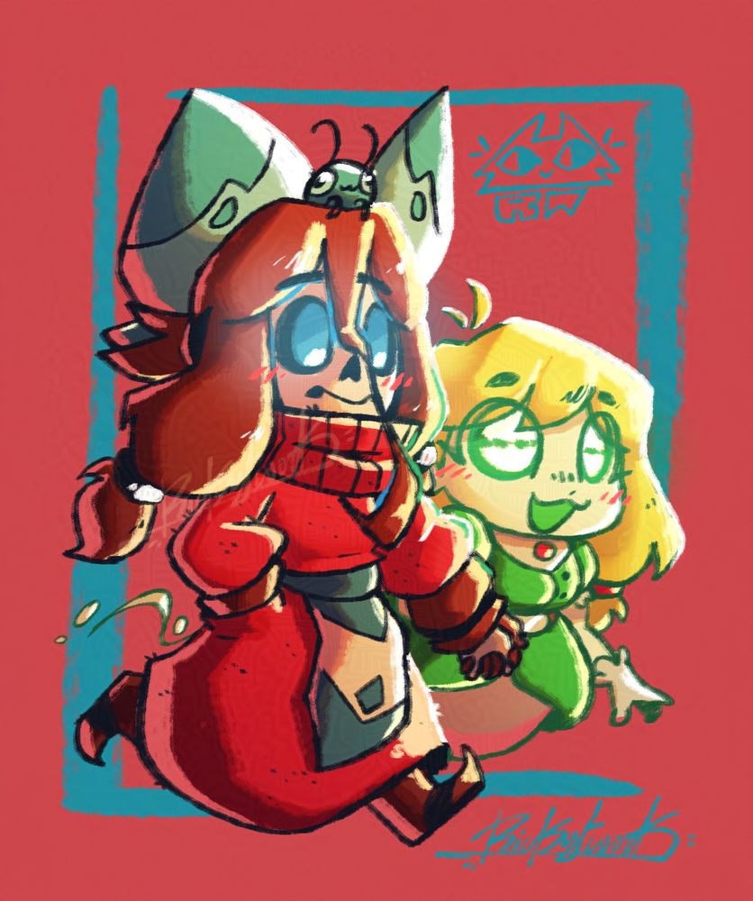 Mary and Alice (Rickytwork's OCs) holding hands for Pride Month.
