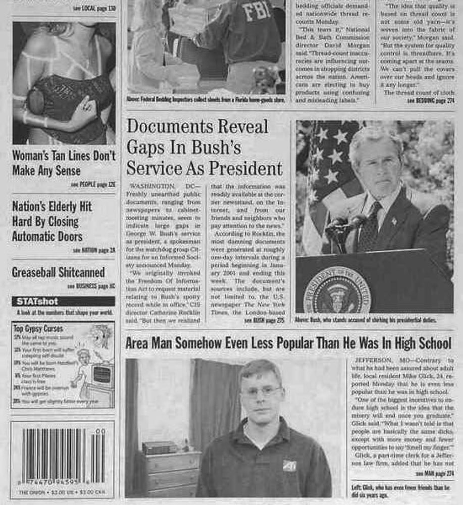 20 years ago, The Onion questioned Bush's service record