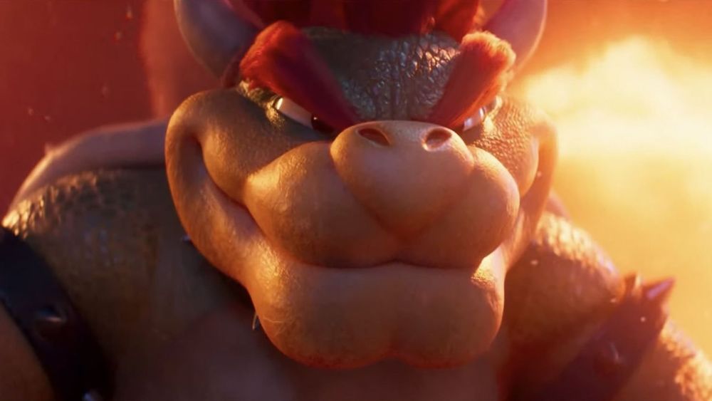 bowser com cara de que ficou muito interessado nesse filme