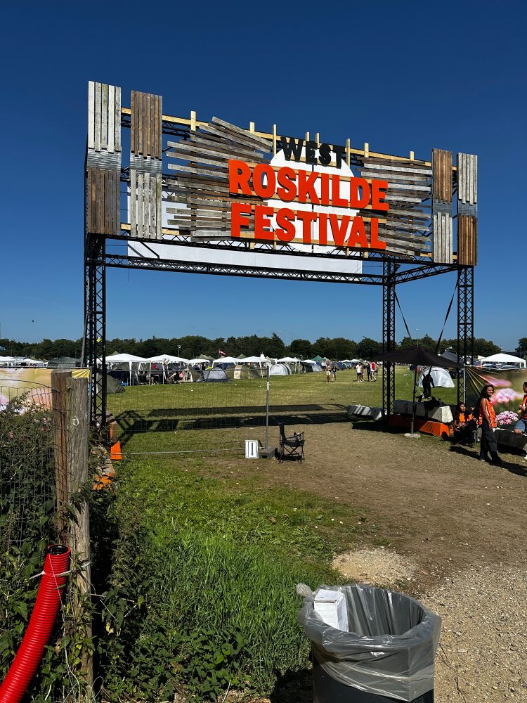 Sign showing the west entrance to Roskilde Festival 