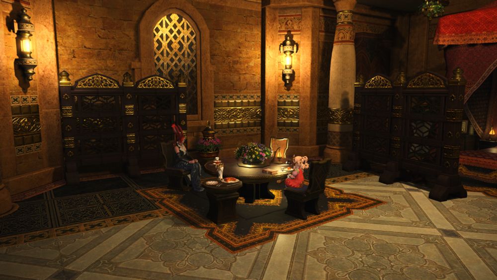 In the private parlour chambers of Nanamo Ul Namo, Rav and the Sultana have afternoon tea.