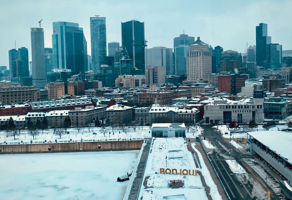 View on Old Montreal from Port of Montreal Tower